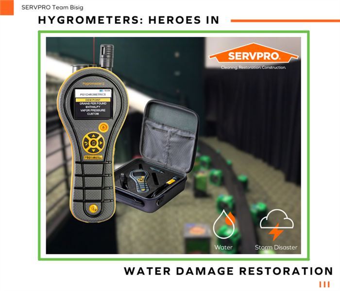SERVPRO's water damage restoration technicians use hygrometers like this Protimeter Hygromaster 2
